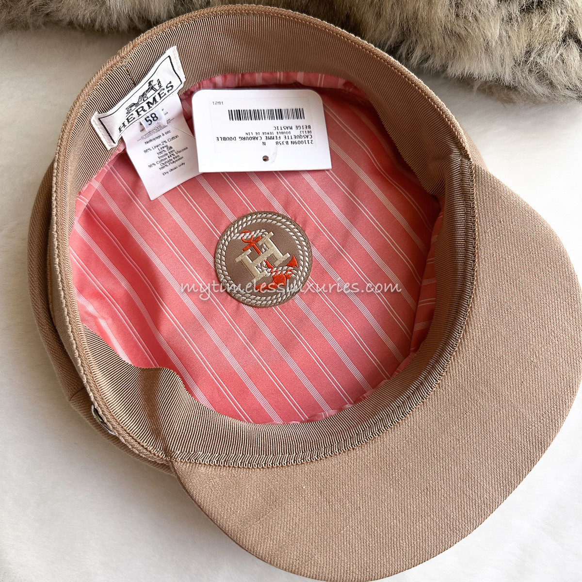 Hermes Casquette Cabourg Cap Size 58 HERMES Cabourg Cap Beige Mastic 58 *New - Timeless Luxuries main image 3