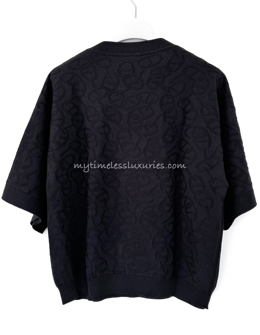 HERMES ブラウス　2024年 HERMES 2024 'Naoussa' Silk/ Cotton Short Sleeve Sweater 42 *New