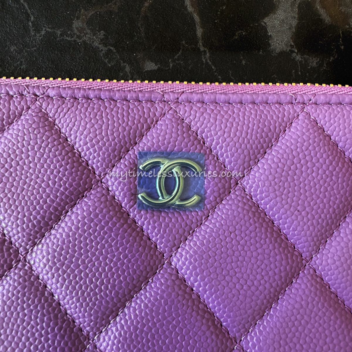 CHANEL 22S Purple Caviar Small Zipped Pouch/ Mini O-Case *New