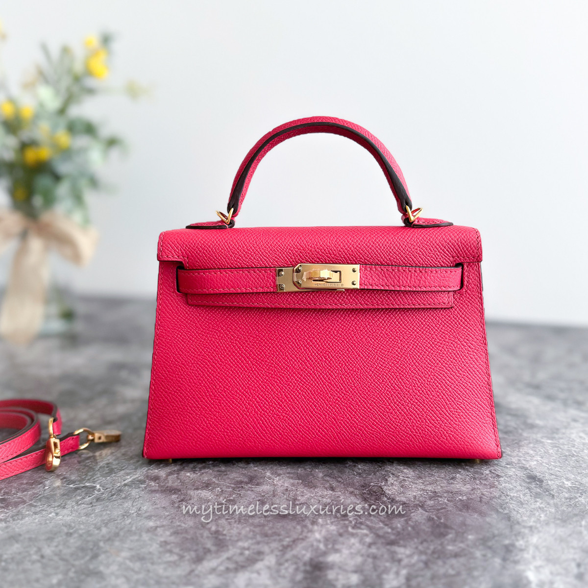 HERMES Mini Kelly II Rose Extreme Epsom GHW - Timeless Luxuries