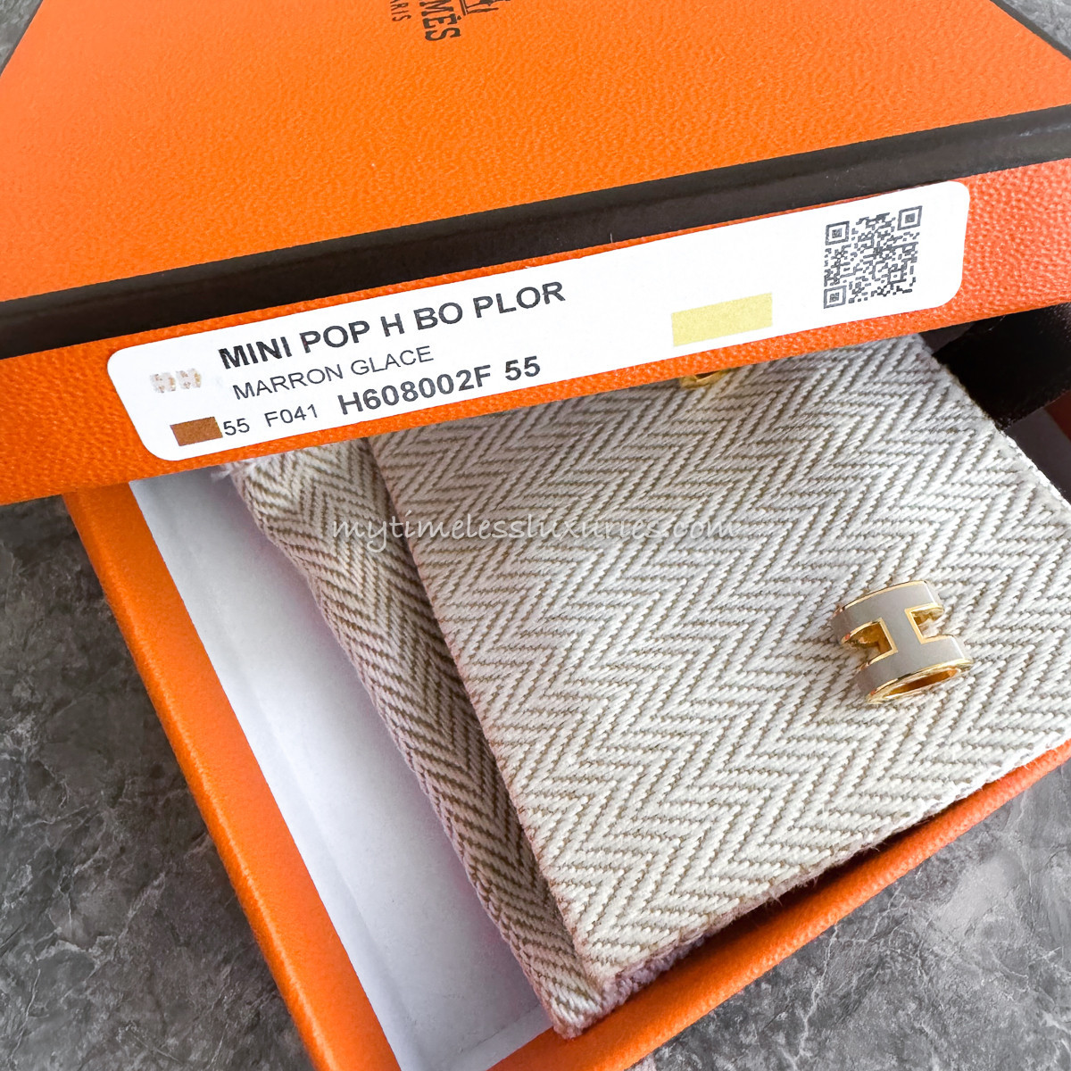 delete HERMES Mini Pop H Earrings Marron Glace Gold Hw *New