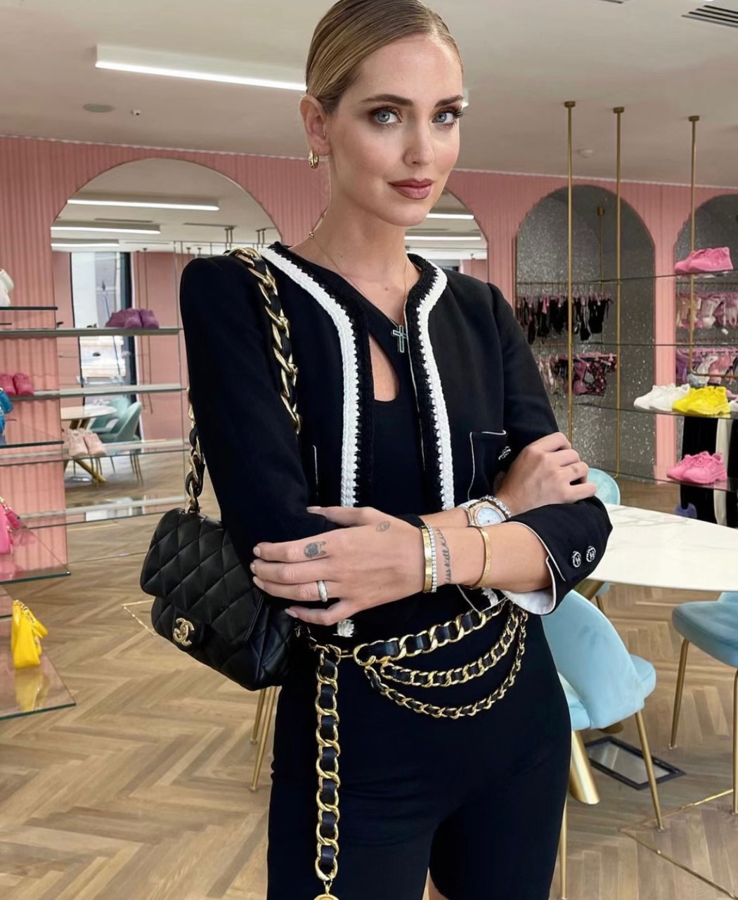 CHANEL 22C Black/ White Silk Crepe Jacket 36 - Timeless Luxuries