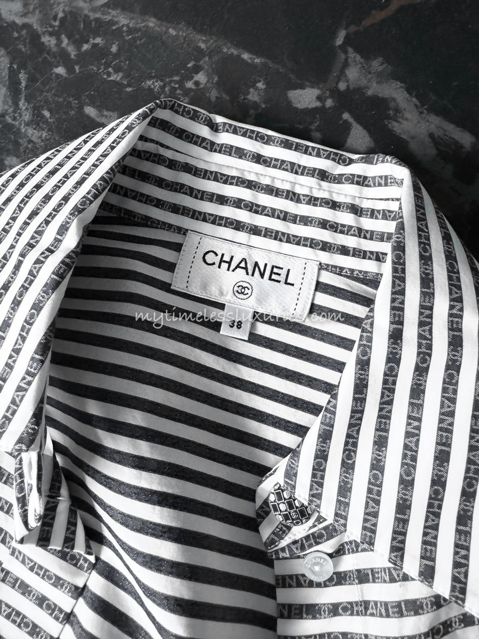 CHANEL 20S Logo Tie-Front Blouse 38 - Timeless Luxuries
