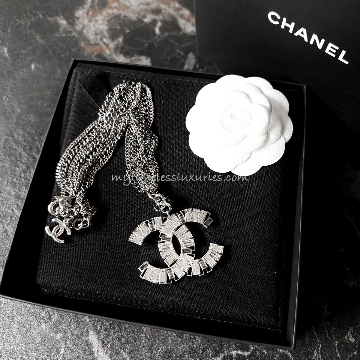 CHANEL Strass Crystal Oversized CC Necklace - Timeless Luxuries