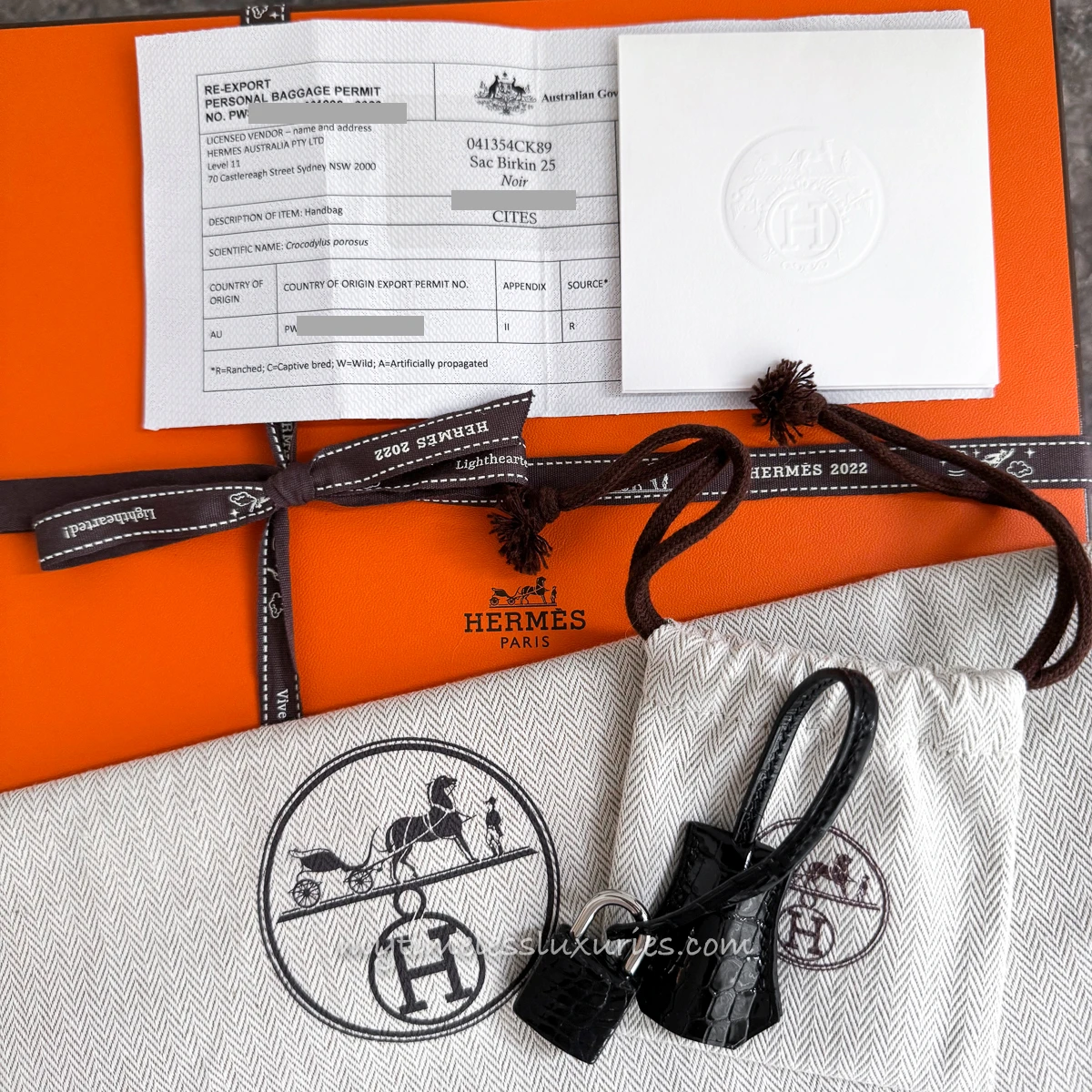 HERMES Birkin 25 Croc Porosus Noir PHW - Timeless Luxuries