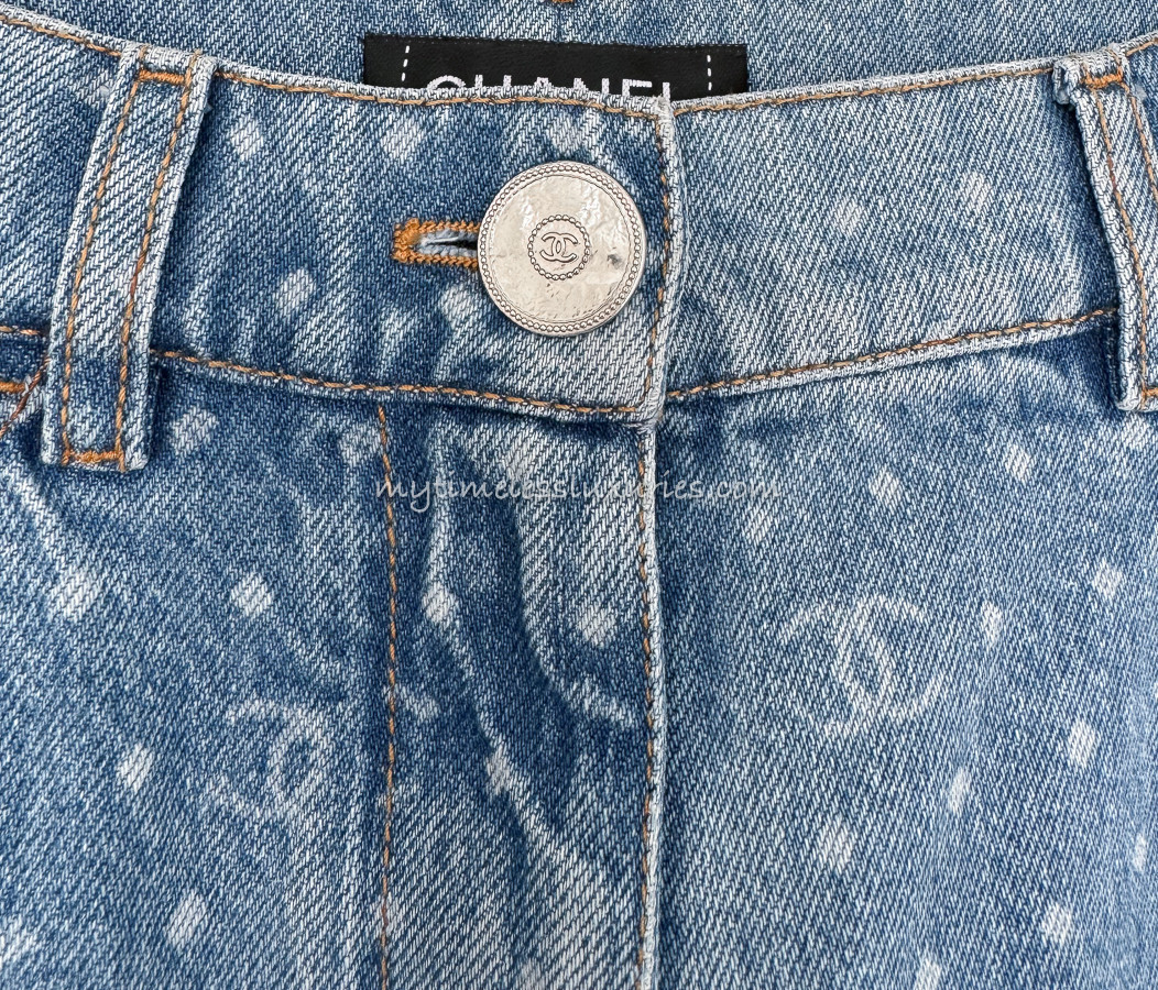 CHANEL 23P Wide Leg Jeans 38 Lt Blue - Timeless Luxuries