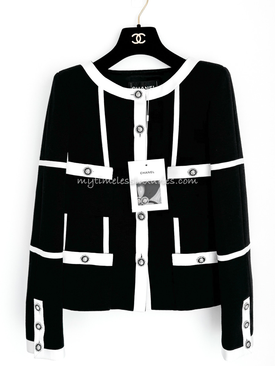 CHANEL 20A Paris-31 Rue Cambon Black/ White Jacket 34 *New