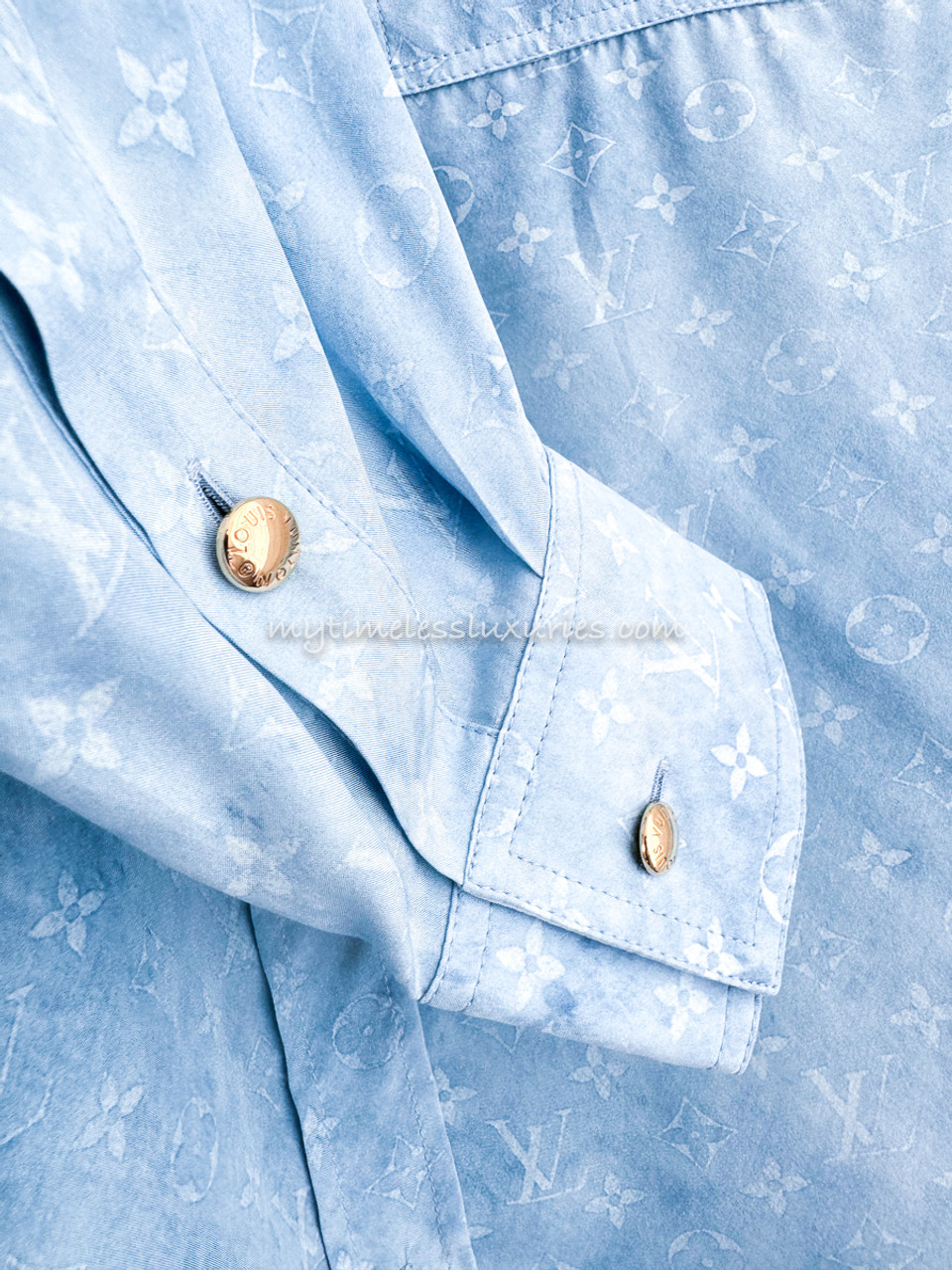 LOUIS VUITTON Monogram Cloud Silk Shirt 34 (oversized