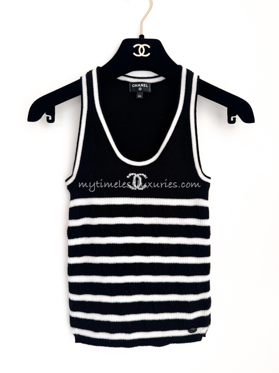 【オープニング 大放出セール】 Top Tank Knit Detail Heart CC 22B CHANEL 34 Luxuries Timeless - その他