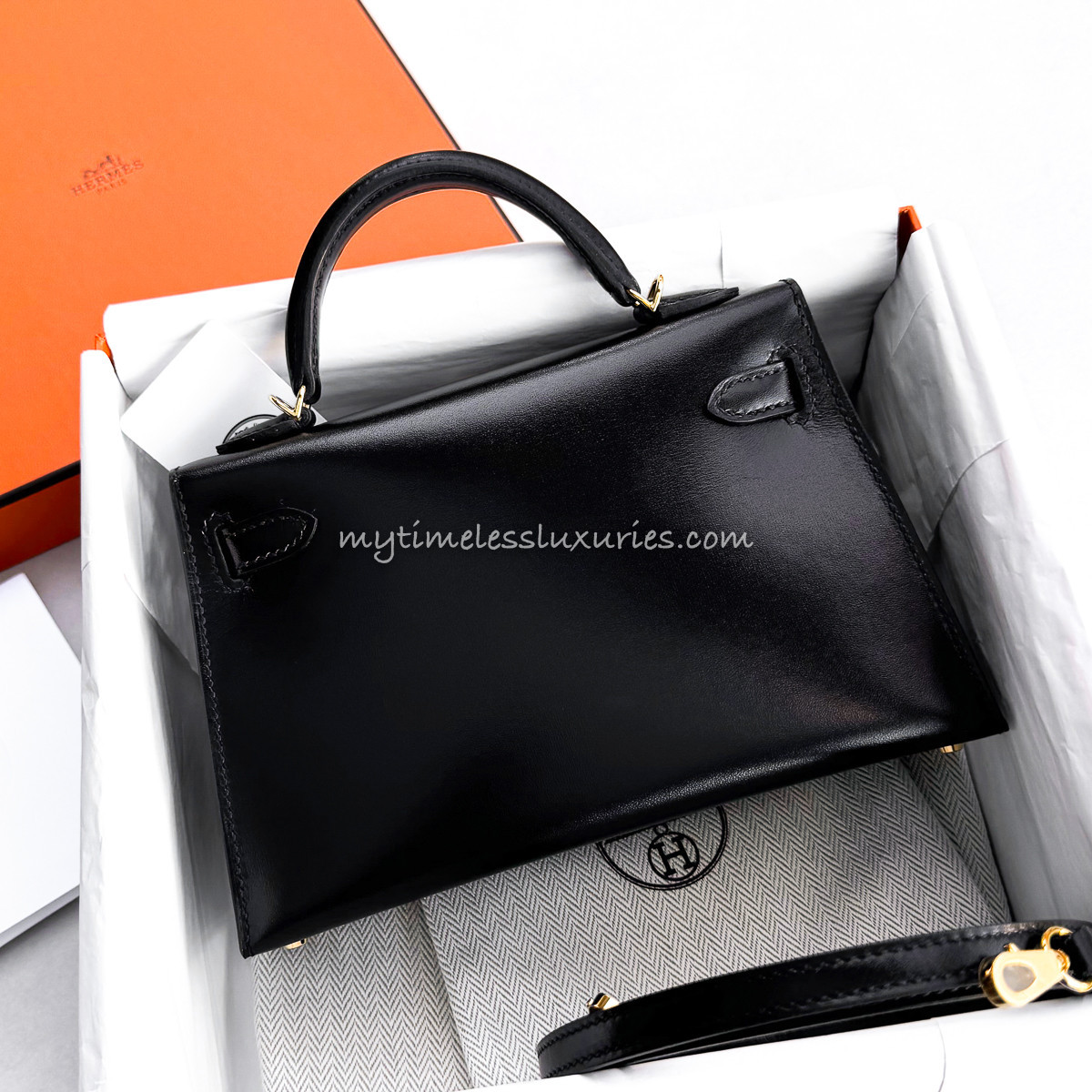 HERMES Mini Kelly II Box Calf Noir GHW *New - Timeless Luxuries