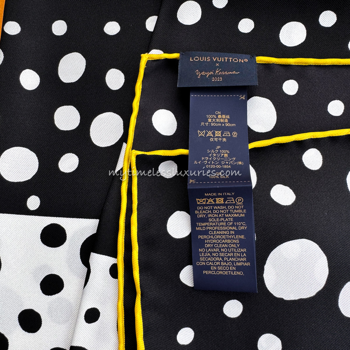 LOUIS VUITTON x Yayoi Kusama Inifinity Dots Pumpkin Silk Scarf 90