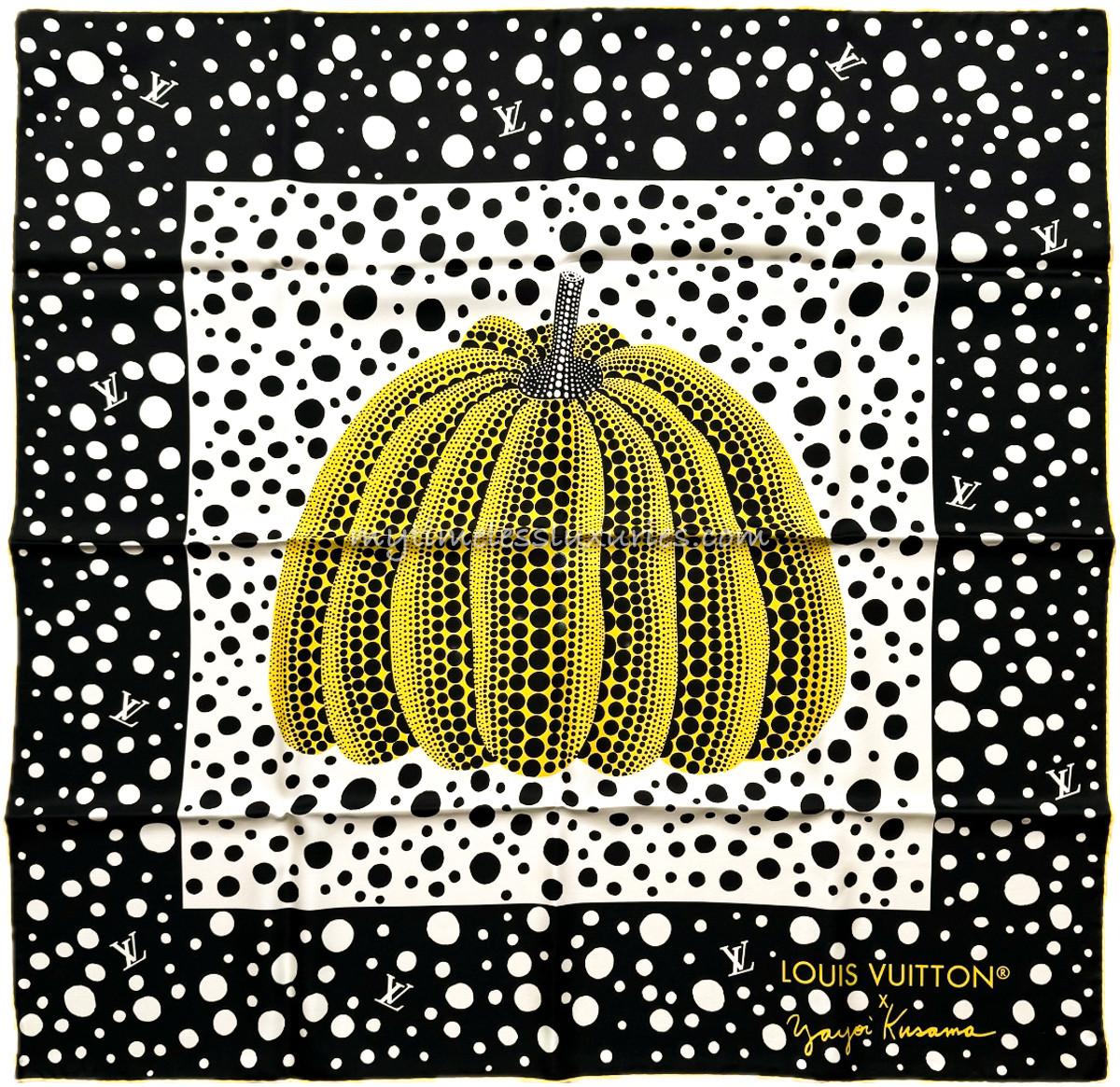 LOUIS VUITTON x Yayoi Kusama Inifinity Dots Pumpkin Silk Scarf 90