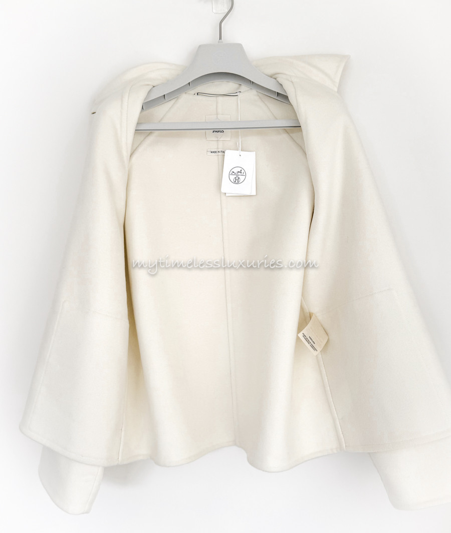 HERMES Double Face Cashmere Jacket 34 Blanc Naturel - Timeless