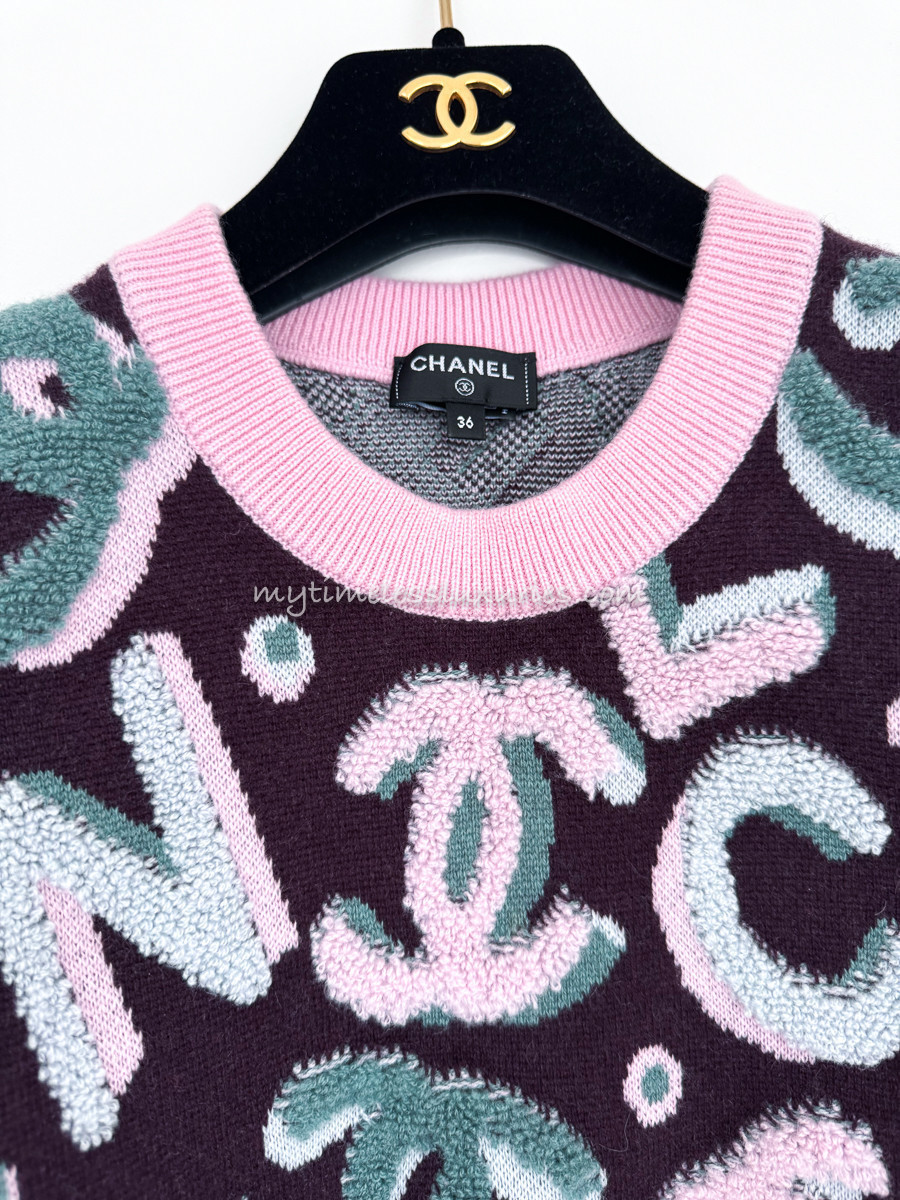 CHANEL 22N Coco Neige Logo Sleeveless Knit Top 36 - Timeless Luxuries