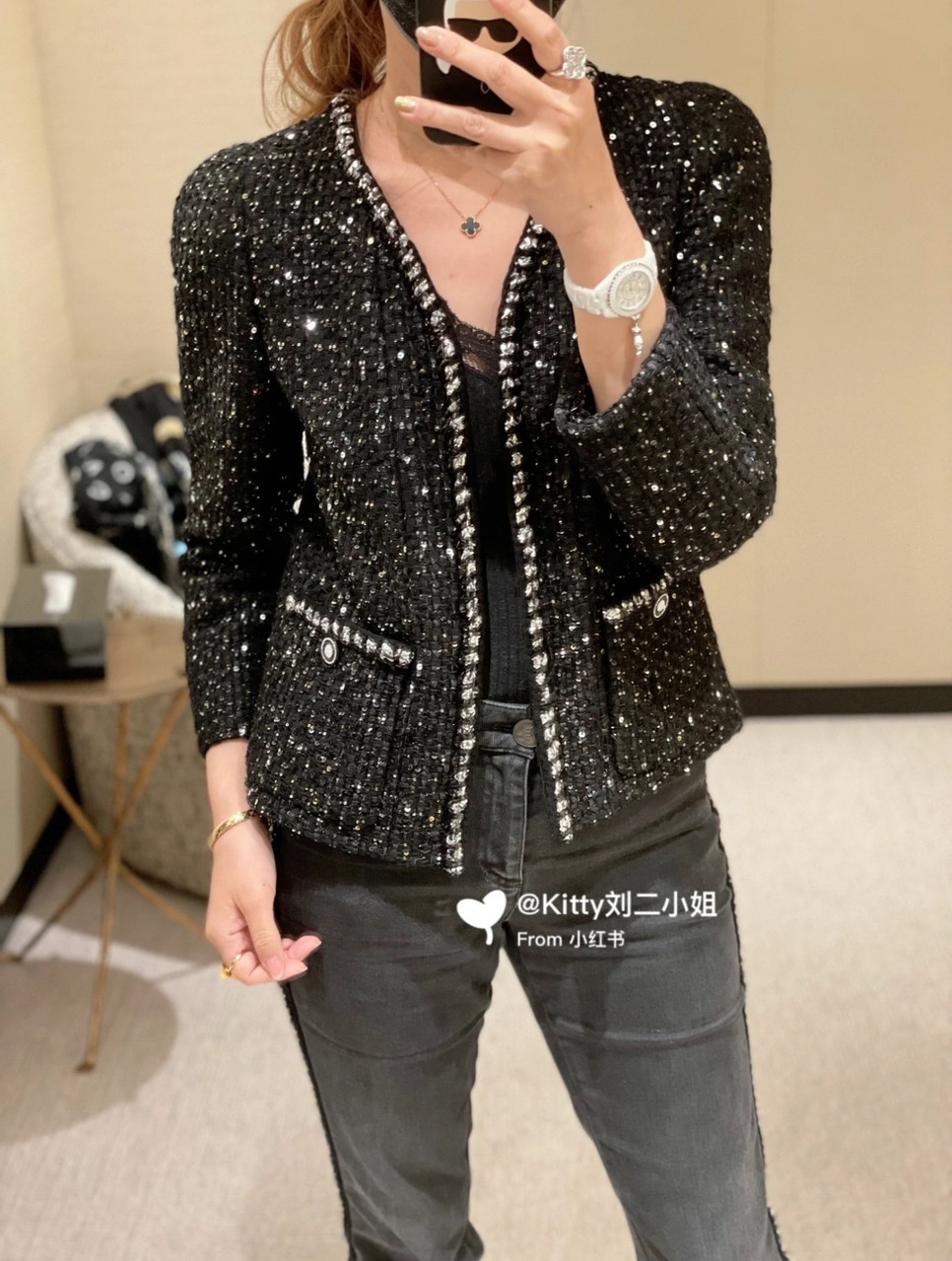 (*)様 CHANEL ジップアップジャケット 36 CHANEL シャネル ジップアップ ウールジャケット ブラック