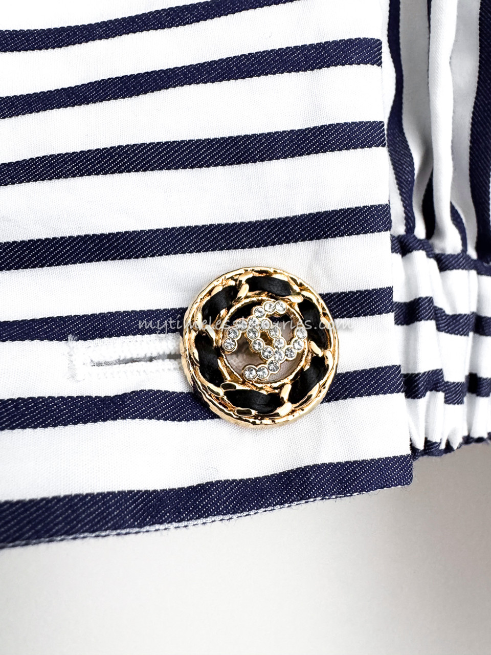 CHANEL 22S Striped Blouse CC Buttons 34 - Timeless Luxuries