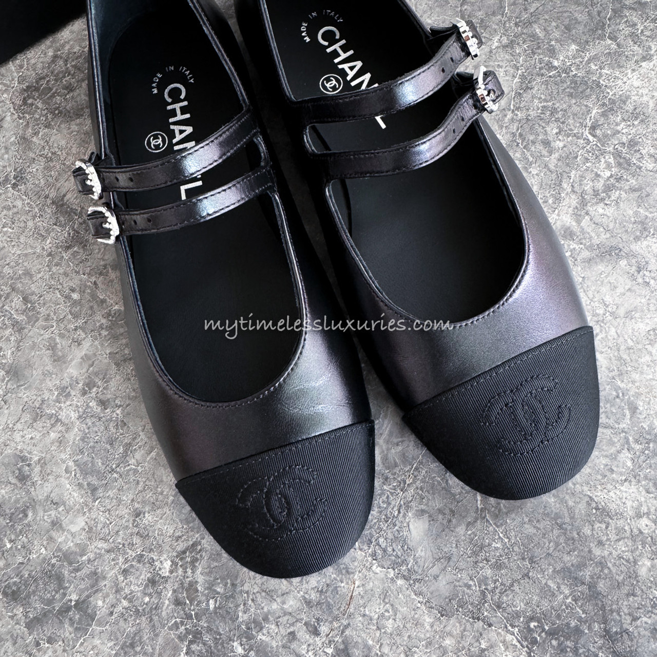 CHANEL 24S Mary Jane Flats with Pearls 36.5 *New - Timeless CHANEL 24S Mary Jane Flats with Pearls 36.5 *New - Timeless