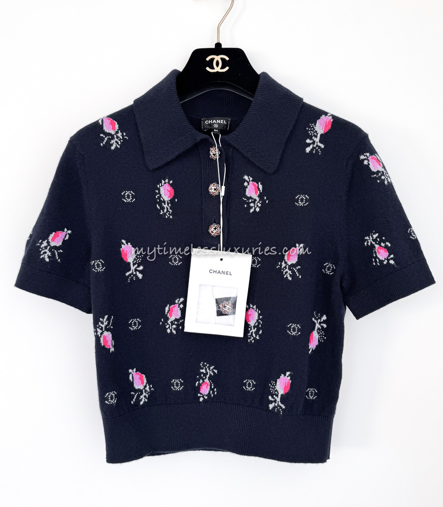 CHANEL 22K Short Sleeve Polo Knit Top 34 *New - Timeless Luxuries