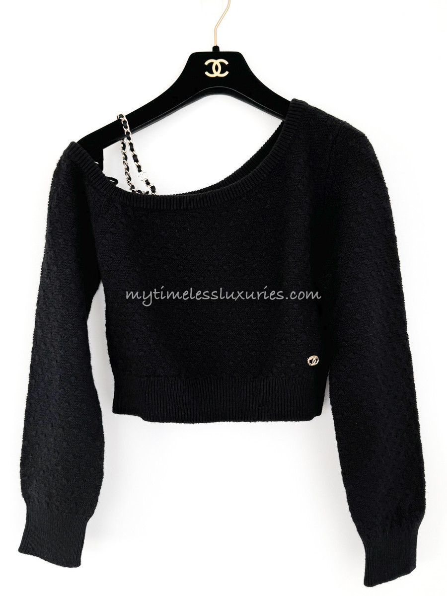 CHANEL 23B Chain Embellished Cardi Jacket 34