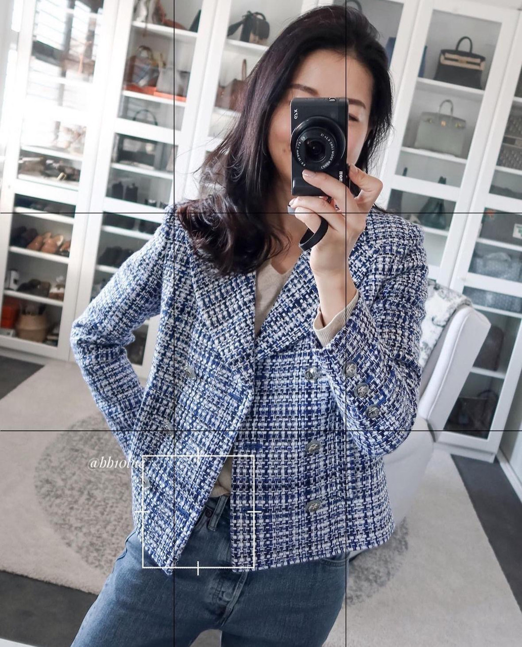 CHANEL 20P Tweed Jacket 34 Blue/ White *New - Timeless Luxuries