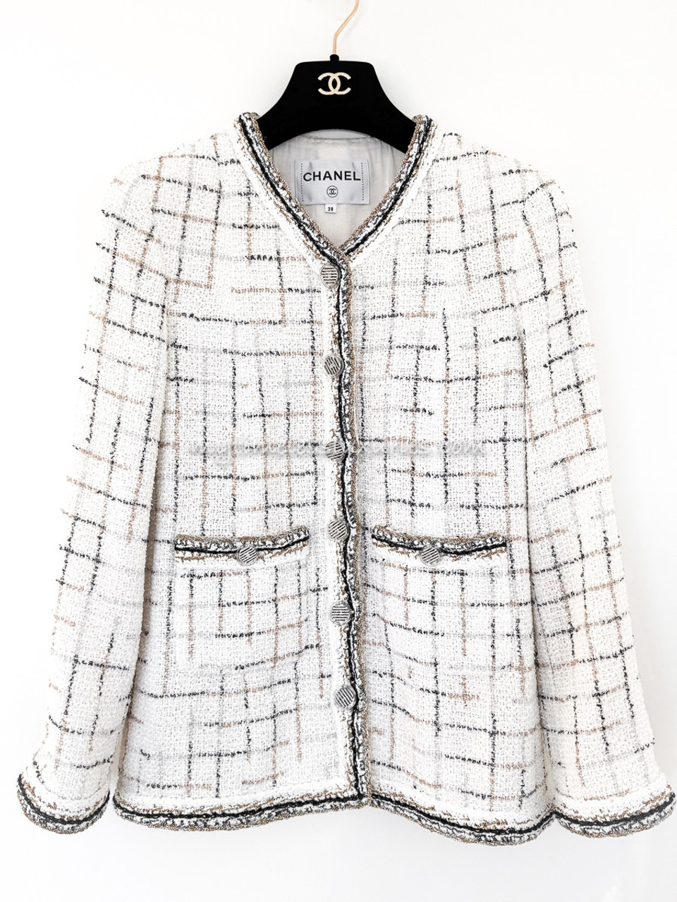CHANEL ジャケット 38 CHANEL シャネル ツイードジャケット ブラウン サイズ：38