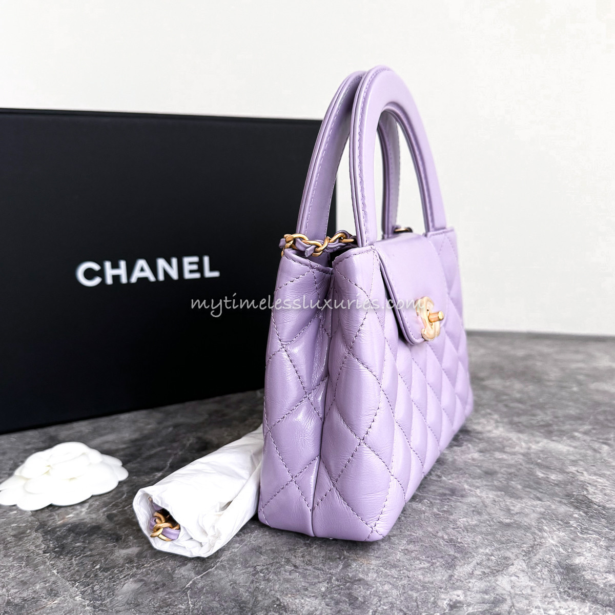 CHANEL 24P Lilac Purple Kelly Nano Shopping Bag GHW *New