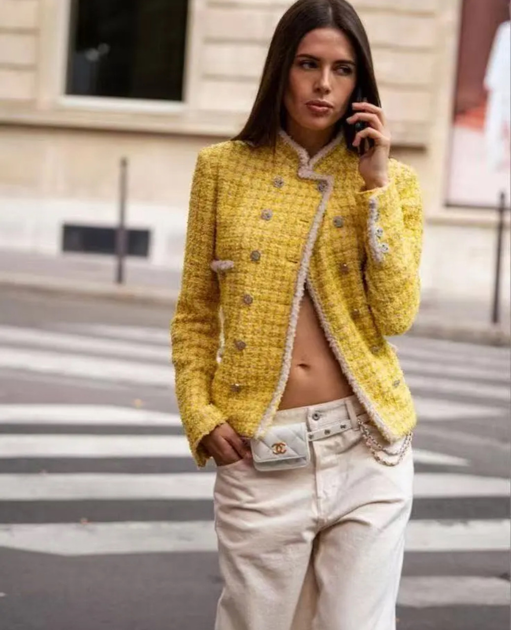 CHANEL 20P Yellow Fantasy Tweed Jacket 34 *New Timeless Luxuries