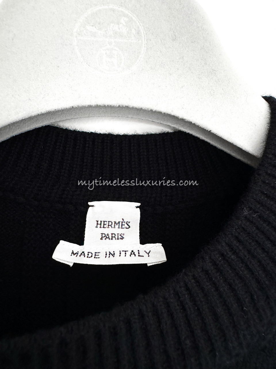 HERMES 'H' Long Sleeve Sweater 34 Noir *New - Timeless Luxuries