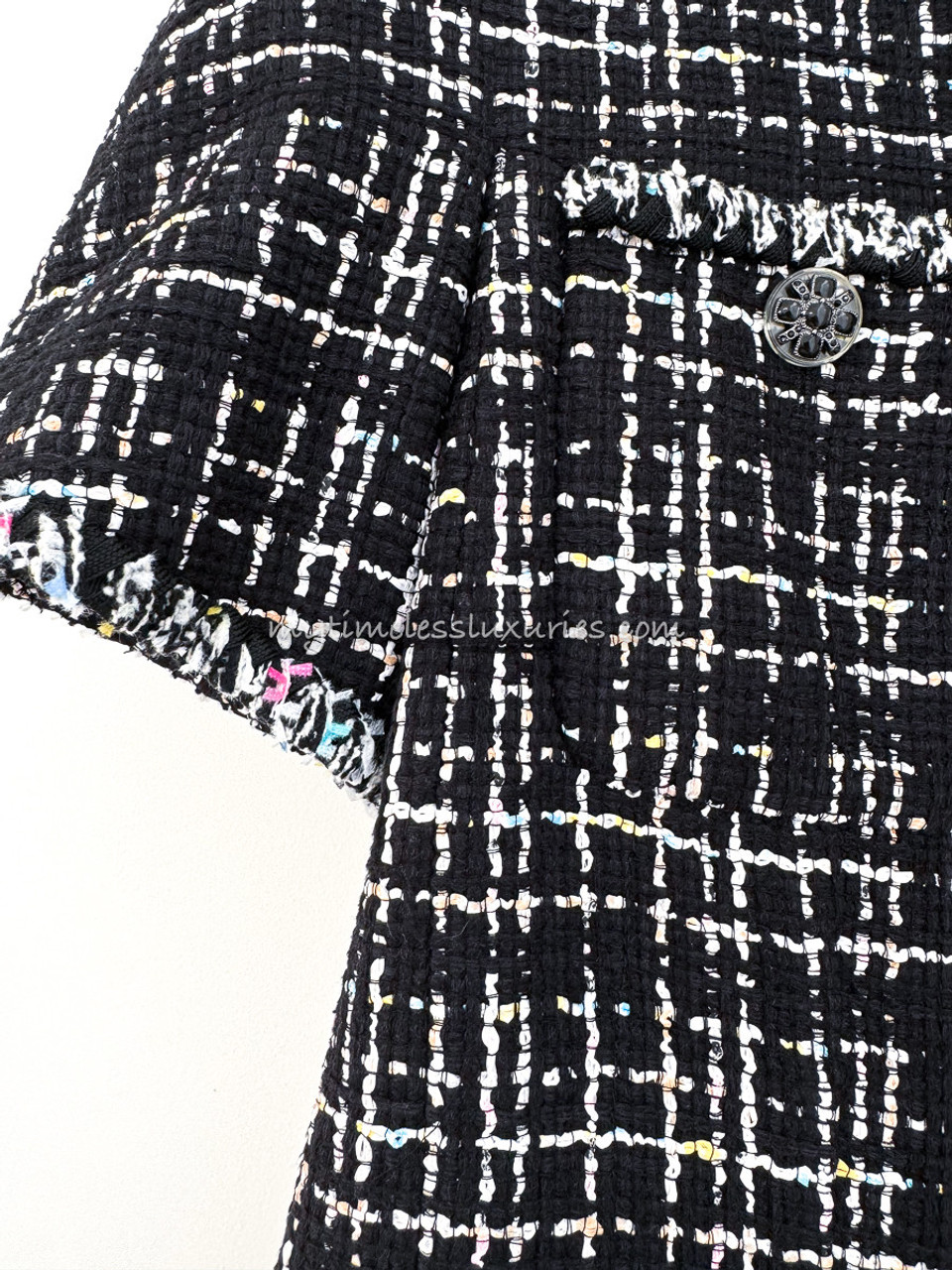 CHANEL 19S Short Sleeve Tweed Jacket Gripoix Buttons 38 CHANEL 19S Short Sleeve Tweed Jacket Gripoix Buttons 38