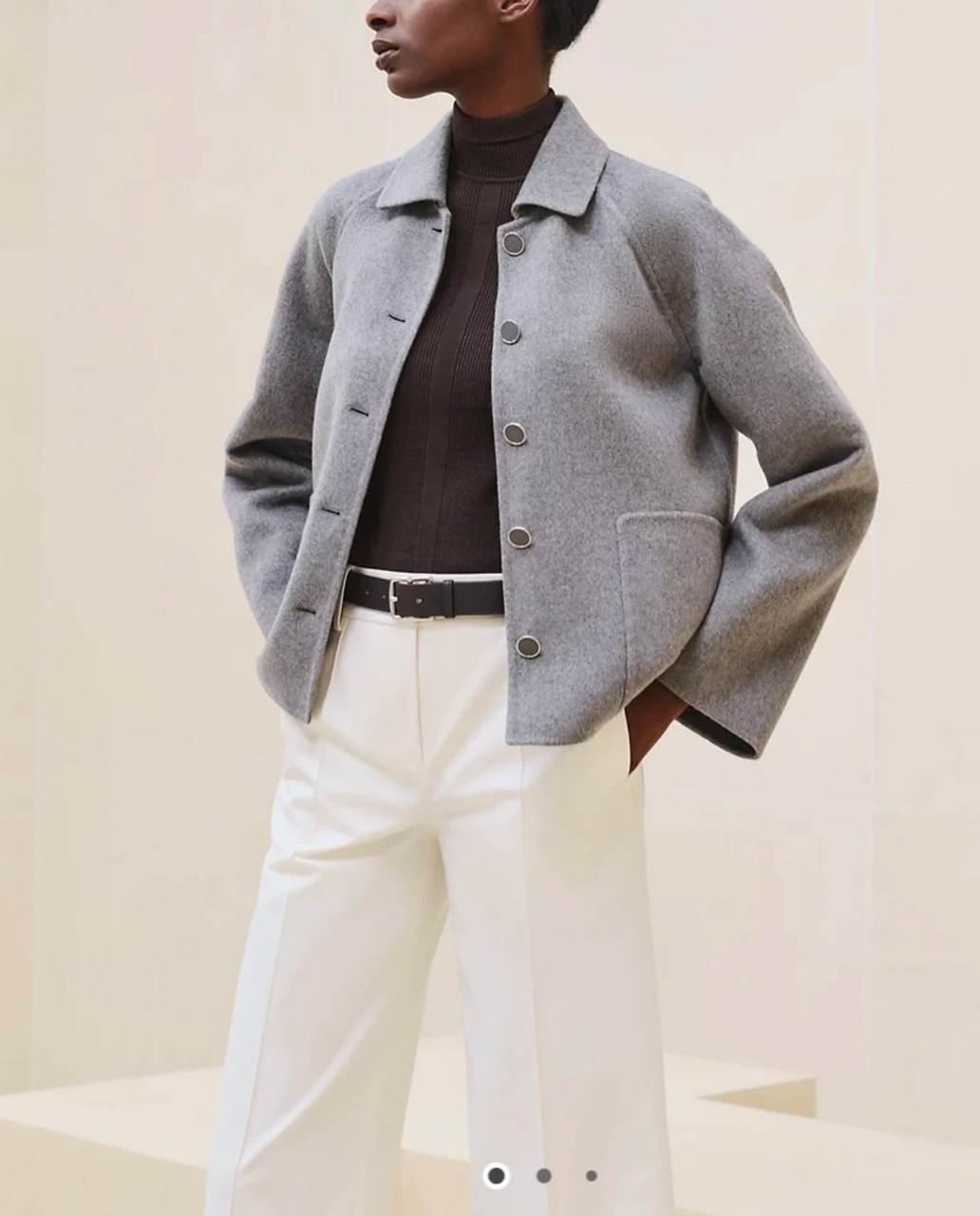HERMES Cashmere Jacket 34 Gris Crayon - Timeless Luxuries