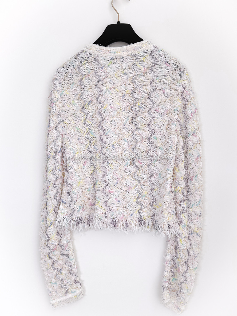CHANEL 22P Ecru Multicolor Knit Jacket/ Cardigan 38