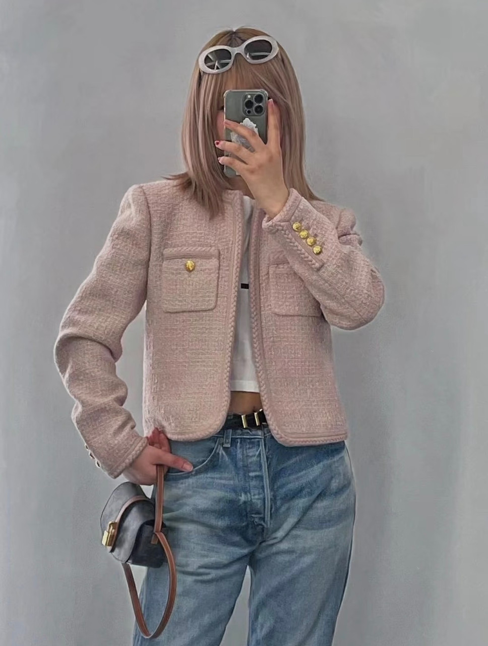 CELINE Tweed Jacket Blush Pink *New - Timeless Luxuries