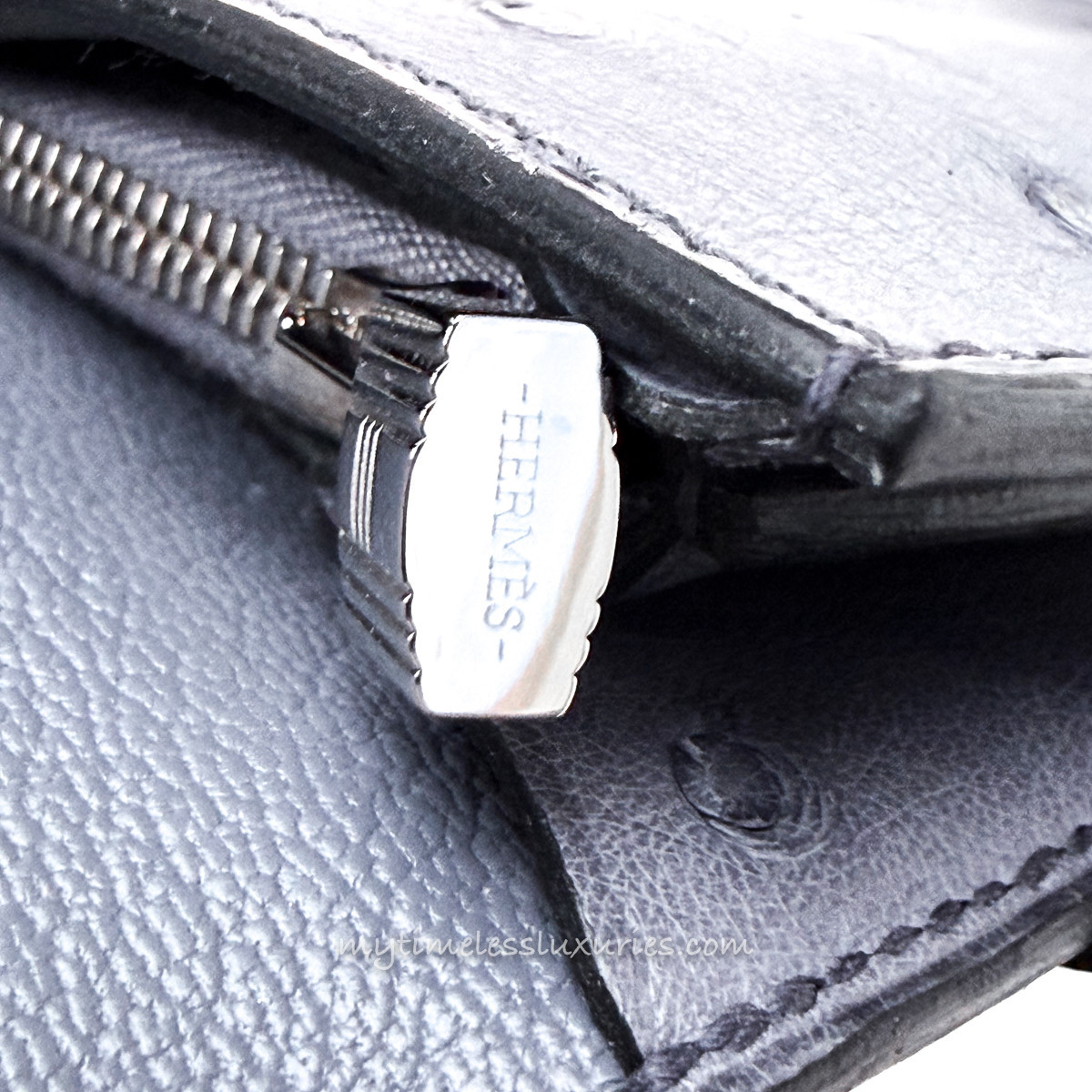 HERMES Gris Agate Ostrich Kelly Longue Wallet/ Clutch *New