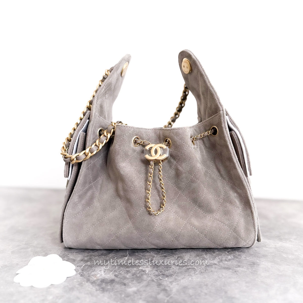 CHANEL 26C Small 25 Bag Grey Suede GHW *New - Timeless Luxuries