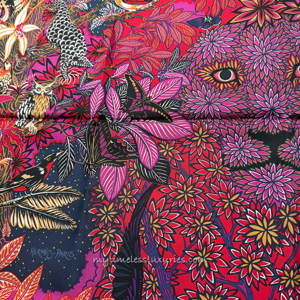 HERMES 'Wild Singapore' by Alice Shirley Silk Twill 90 Scarf *New