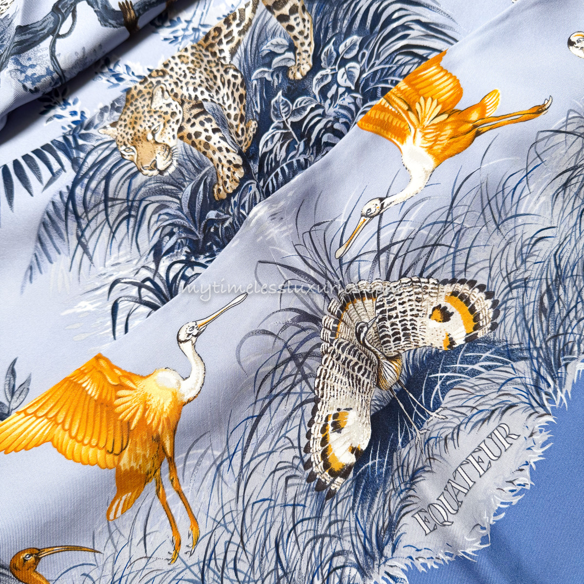 HERMES 'Equateur' by Robert Dallet Washed Silk 90 Scarf *New