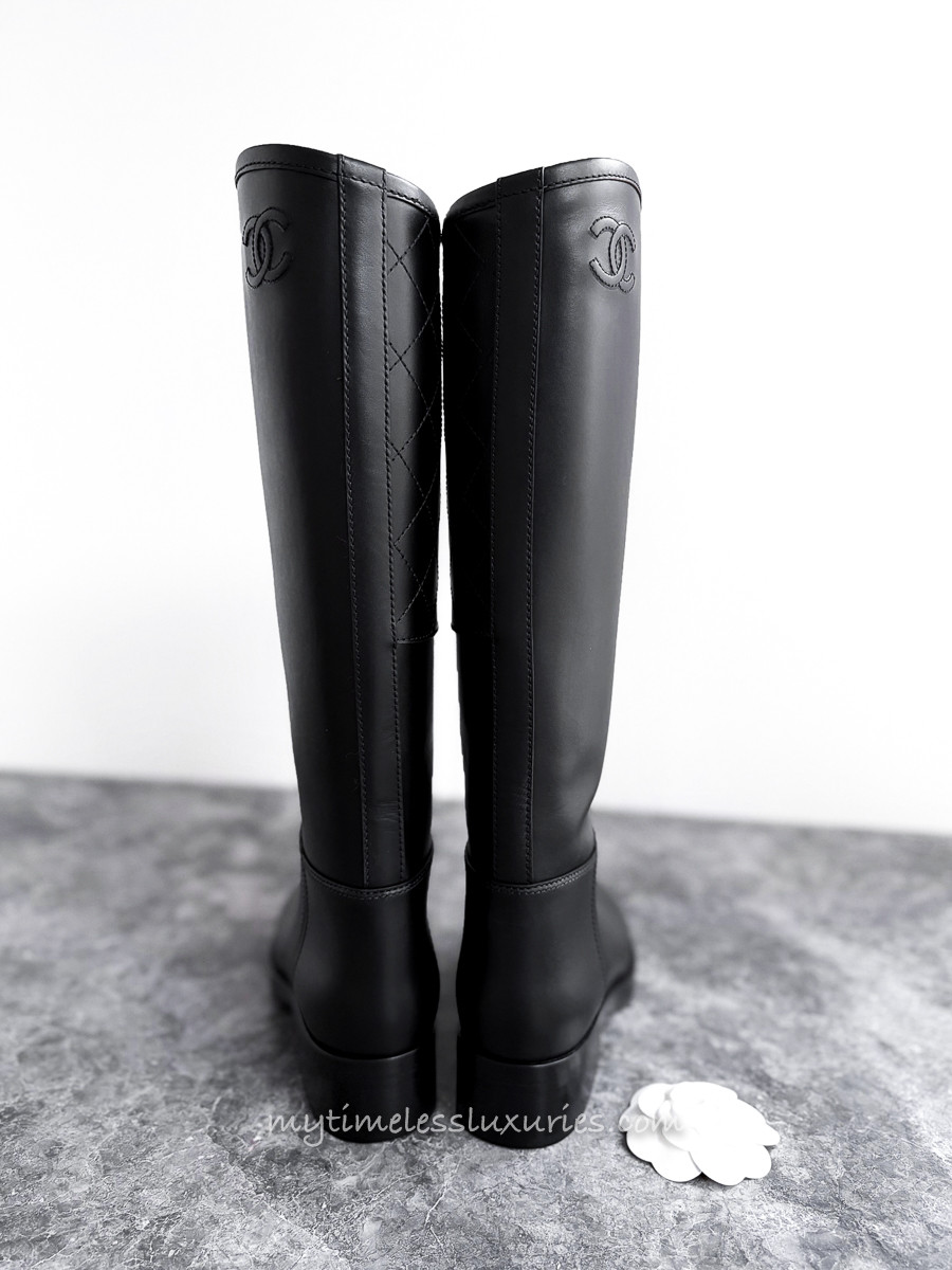 専用 CHANEL Leather CC Logo Boots 37 CHANEL CC Logo Calfskin High Boots 37 *New - Timeless Luxuries