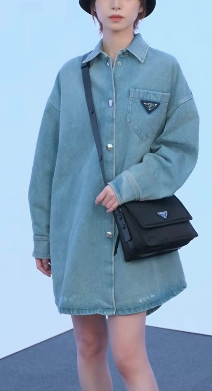 PRADA Oversized Organic Denim Shirt/ Mini Dress 38 - Timeless Luxuries