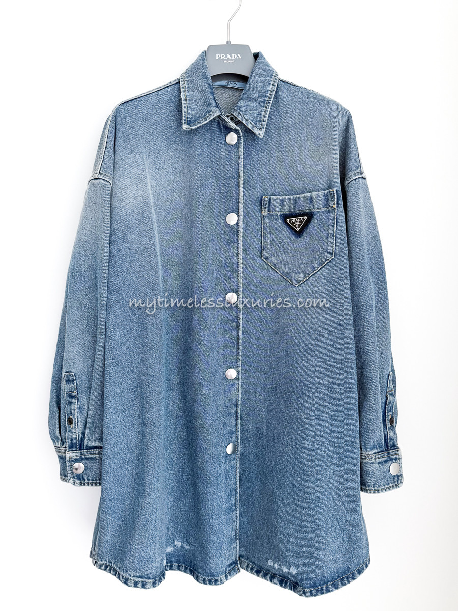 prada denim dress Prada // Blue Denim Midi Dress – VSP Consignment