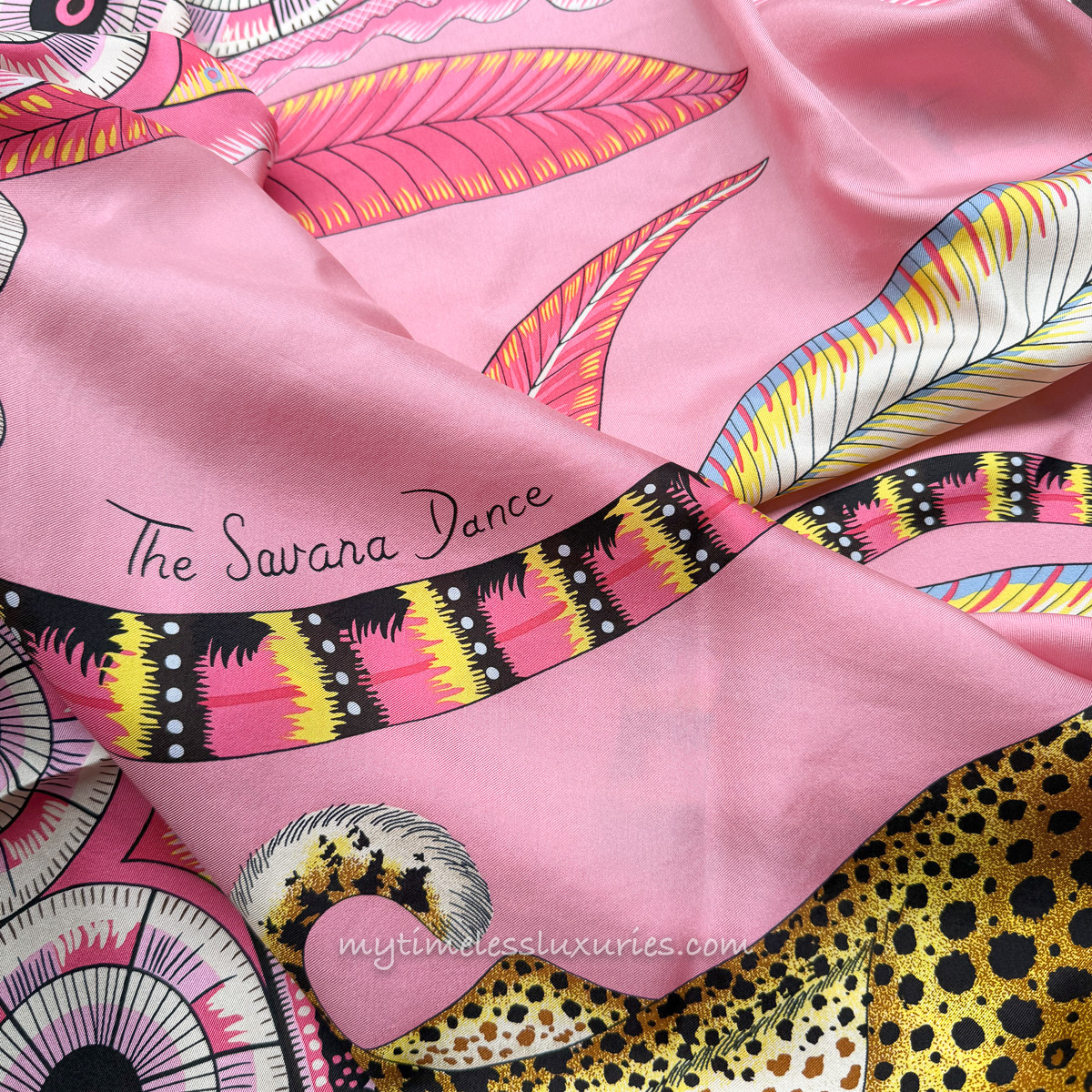 HERMES 'Savana Dance' Giant Washed Silk Twill Scarf 140 *New