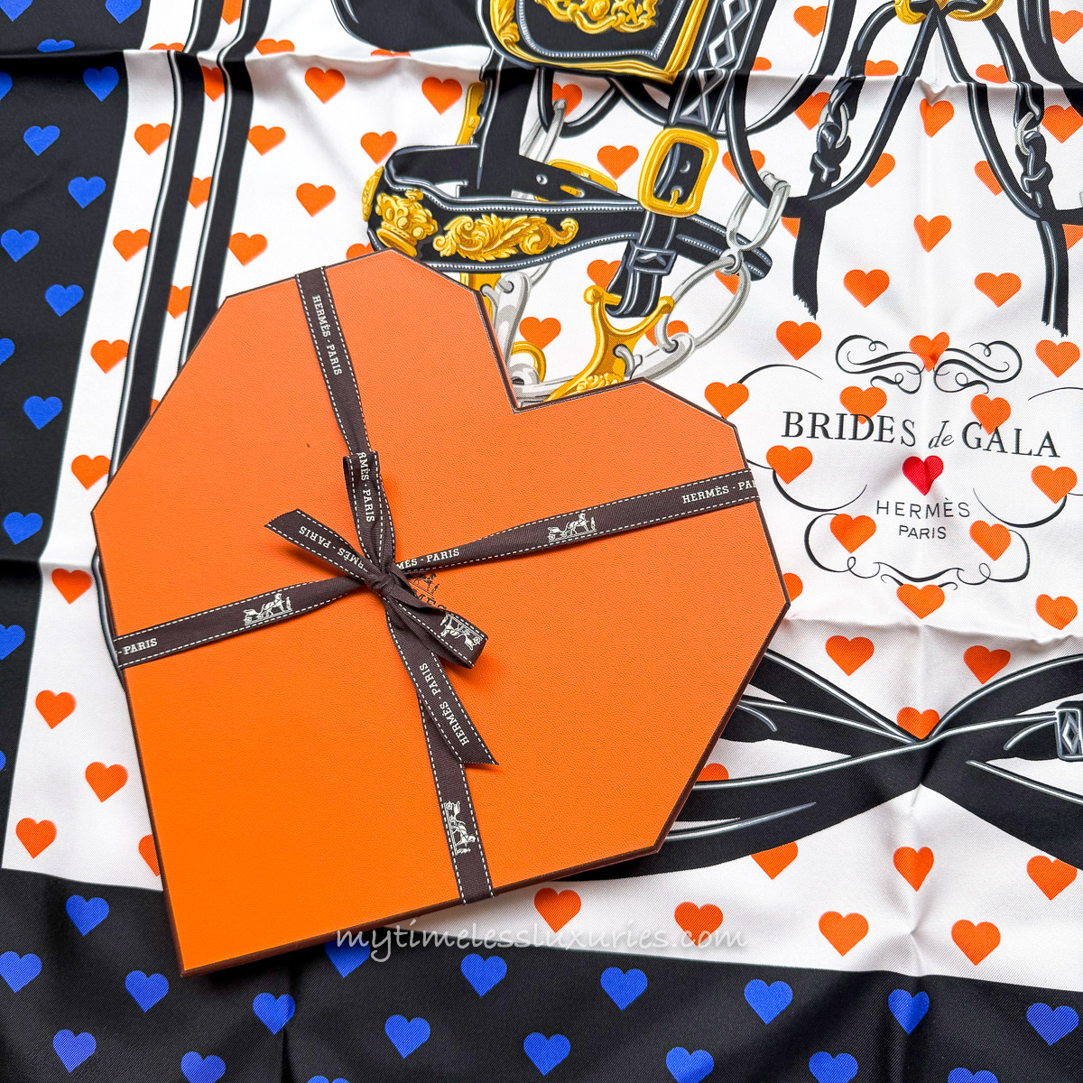 HERMES 'Brides de Gala Love' Silk Twill Scarf 90 *New - Timeless