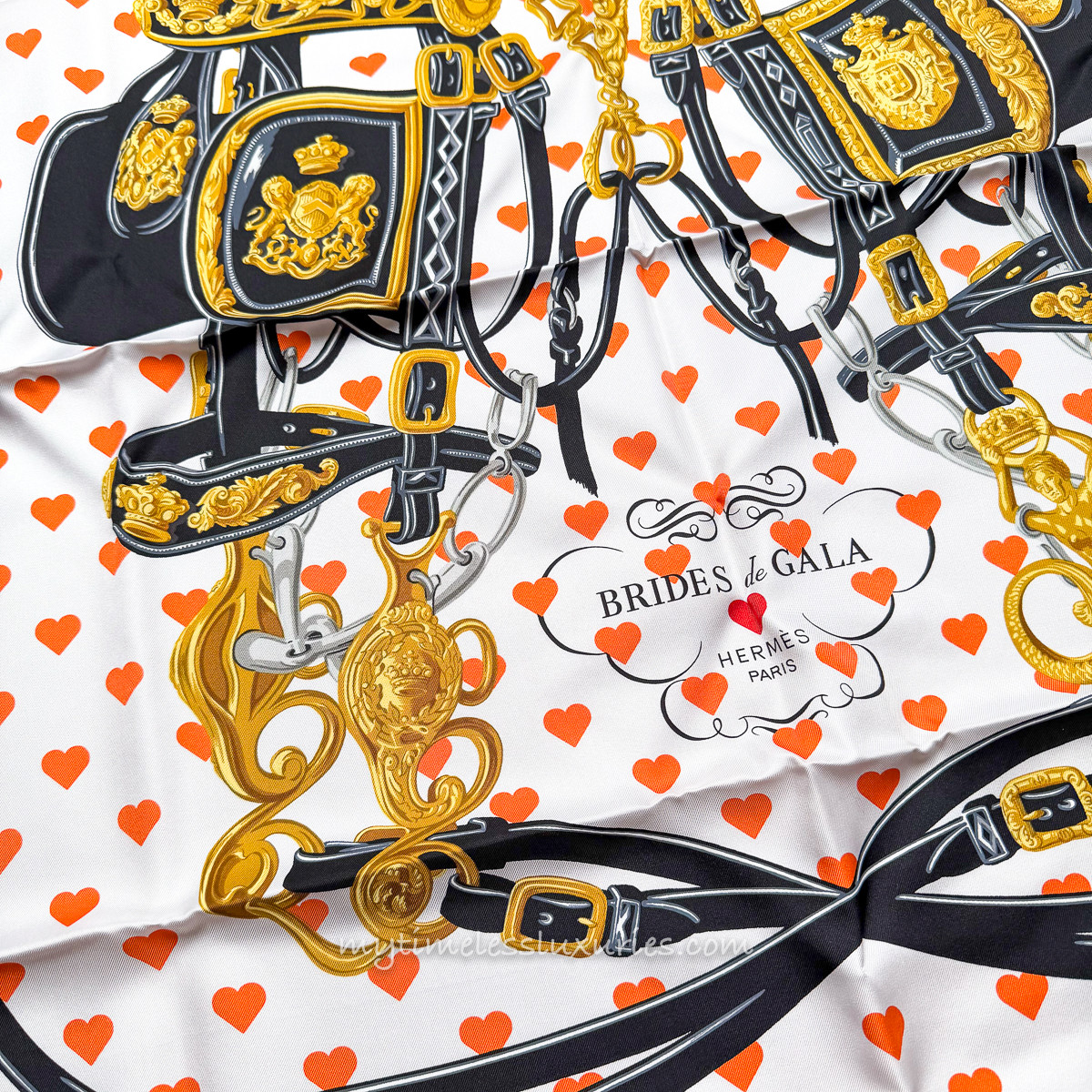 HERMES 'Brides de Gala Love' Silk Twill Scarf 90 *New - Timeless