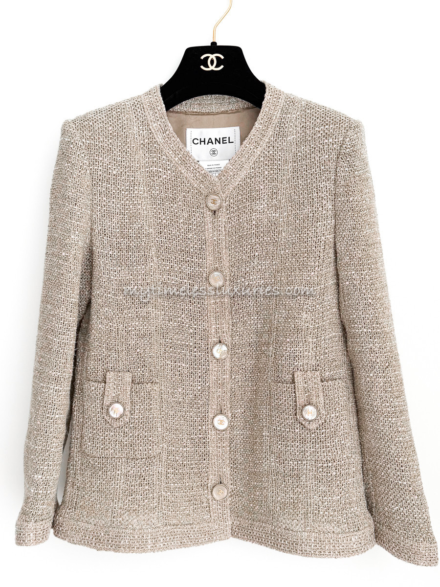 CHANEL 16C Paris-Seoul Beige Pearly Tweed Jacket - Timeless Luxuries