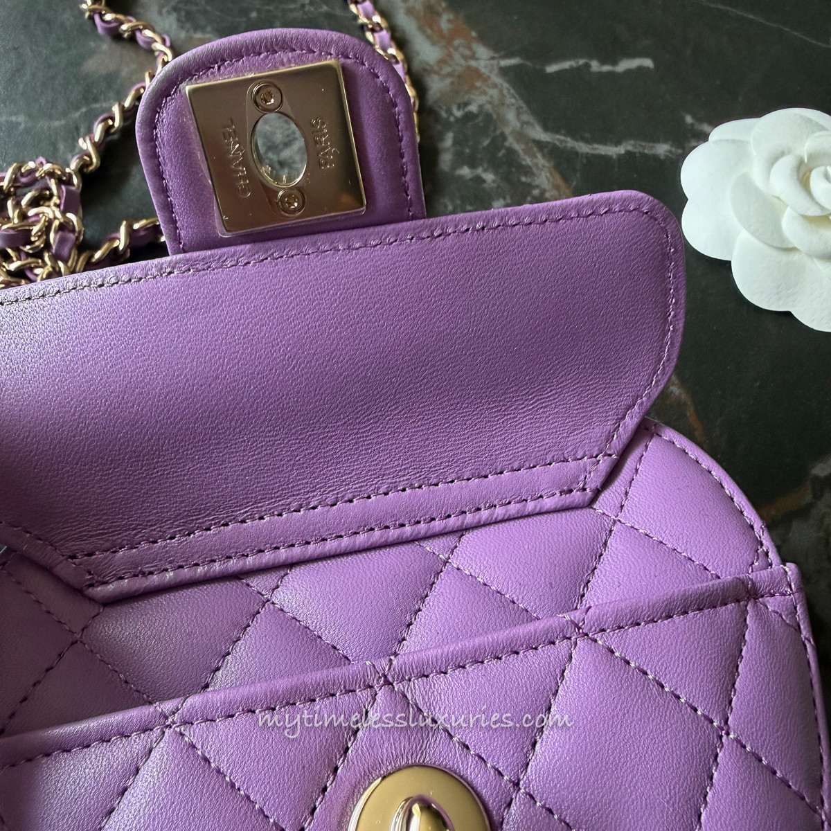CHANEL Small Purple Heart Bag/ Clutch with Chain *New - Timeless 