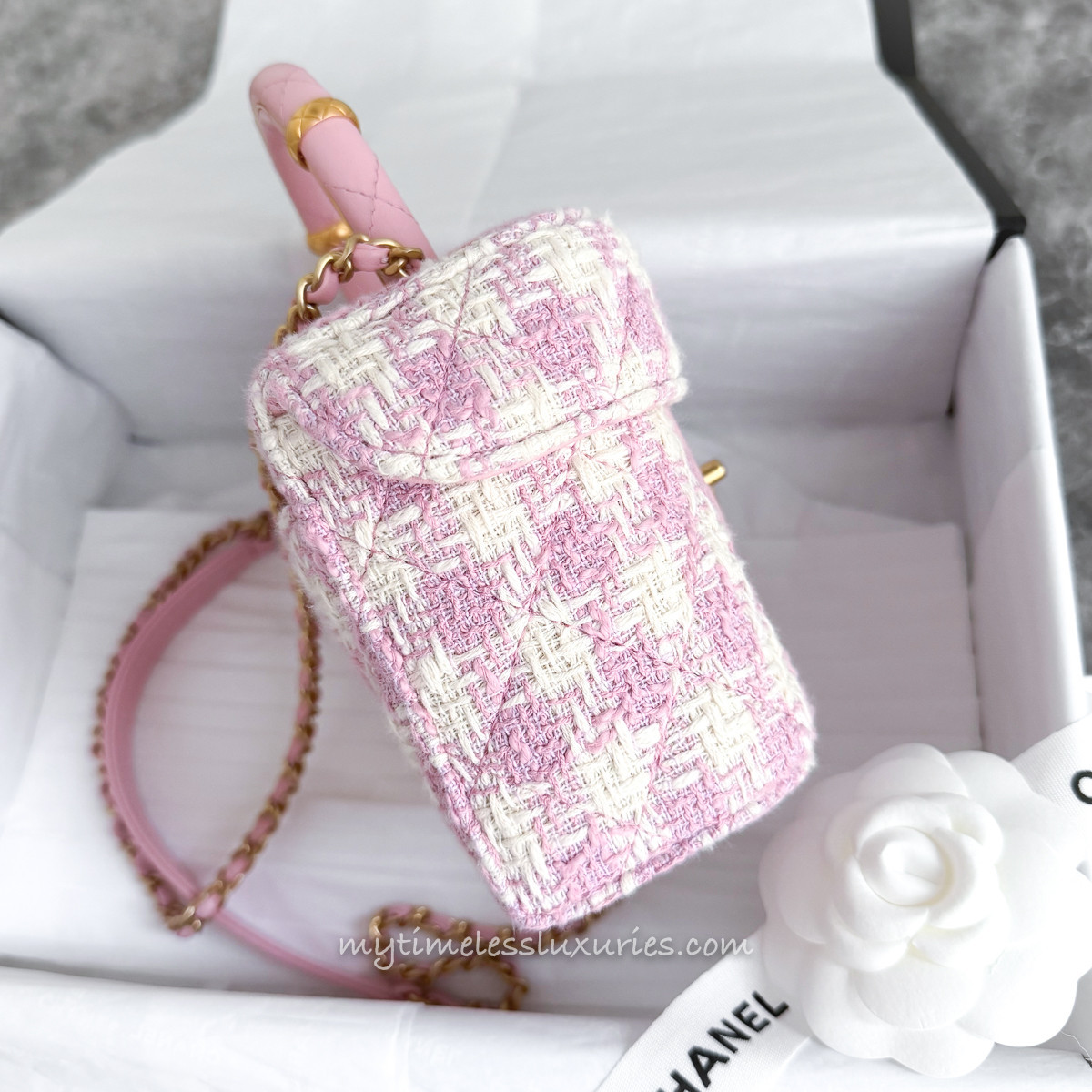 CHANEL 23S Pink Tweed Vanity Bag Aged GHW *New - Timeless Luxuries