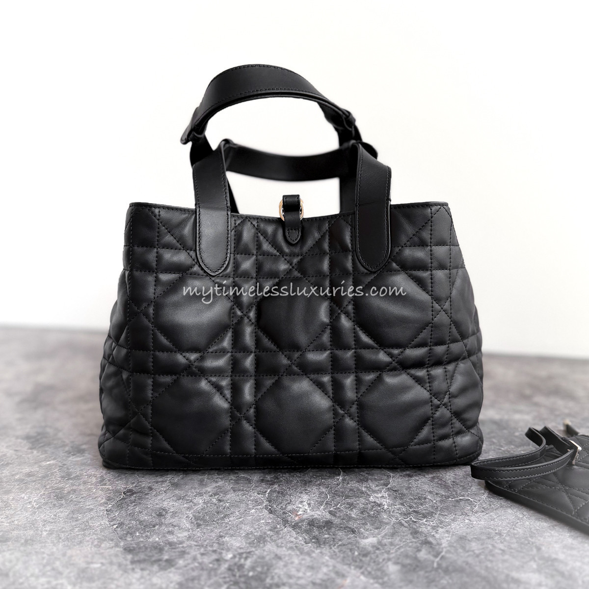 DIOR 2025 Medium Toujours Bag Black Macrocannage - Timeless Luxuries