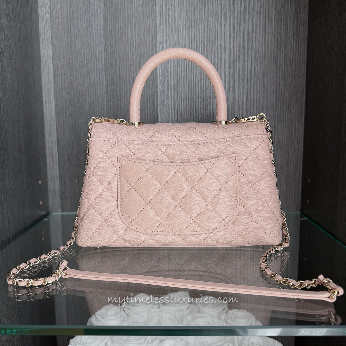 CHANEL 21A Rose Clair Caviar Coco Handle LGHW - Timeless Luxuries