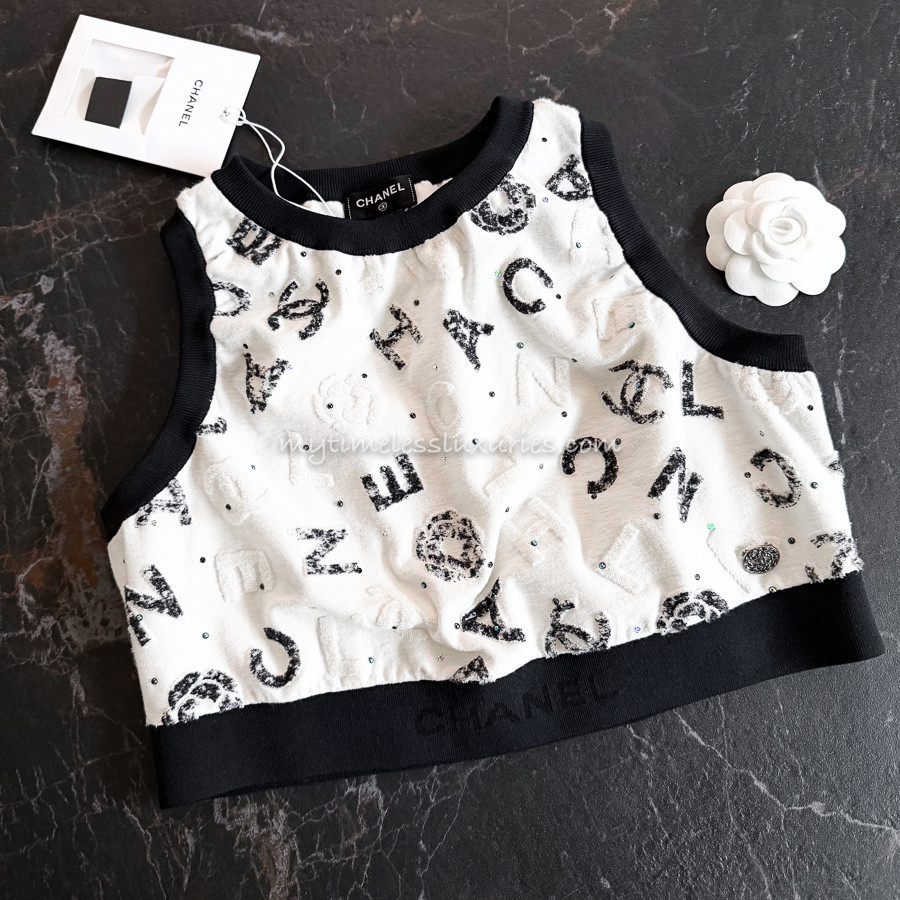 CHANEL 22S Runway Logo Cropped Top S *New - Timeless Luxuries