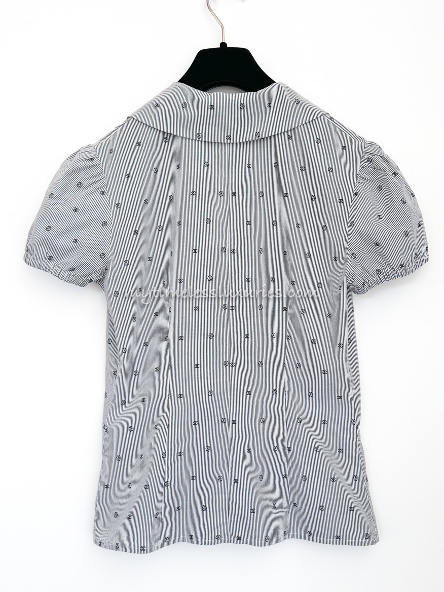 CHANEL 24P CC Camélia Cotton Blouse Top 36 - Timeless Luxuries