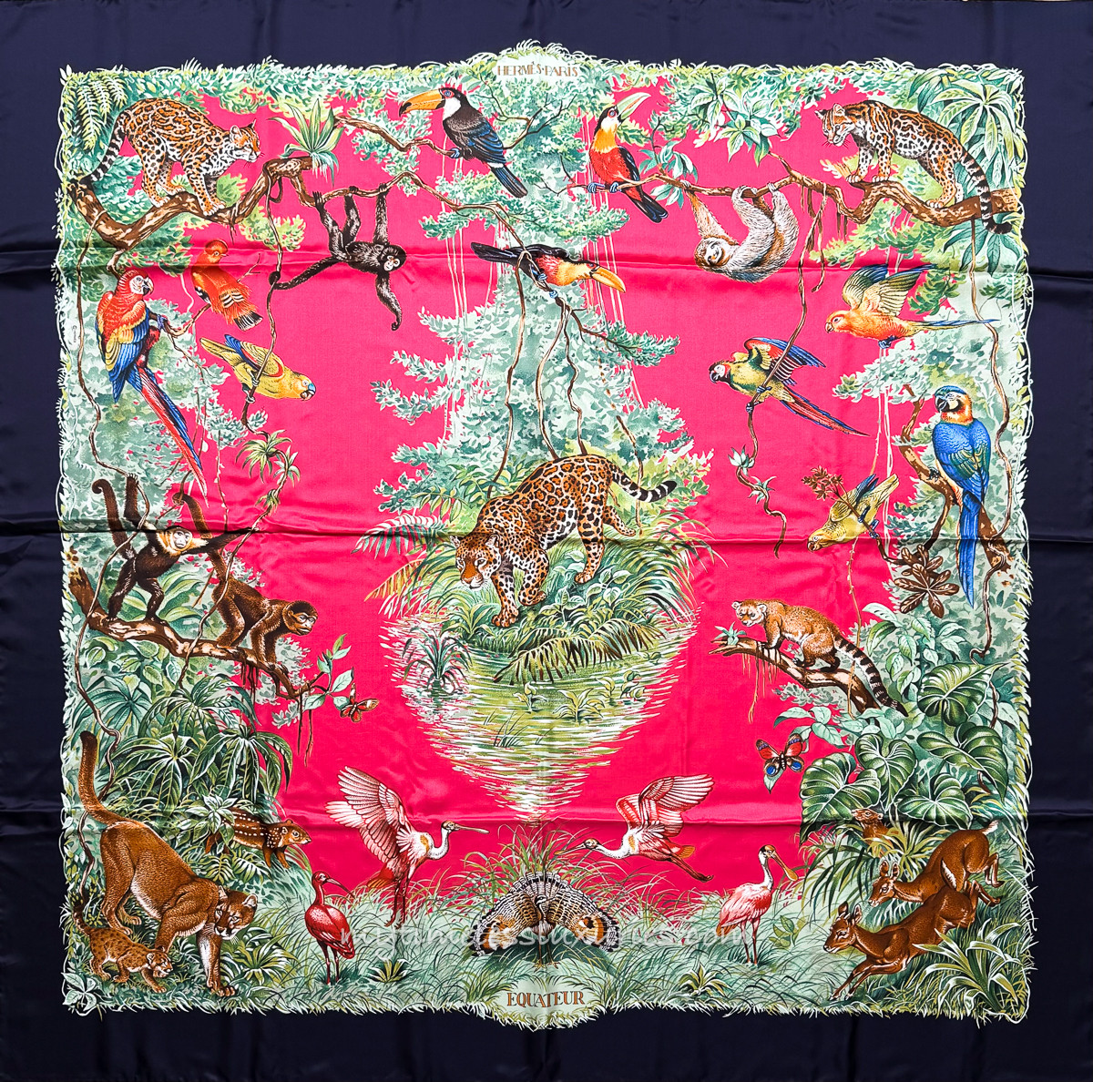 HERMES 'Equateur' R Dallet Giant Silk Twill Scarf 140 *New